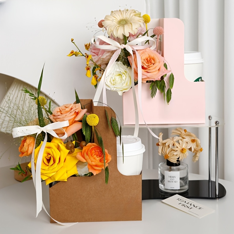 Flower Wrap Kraft - 12pcs Pink Kraft Flower Gift Bags