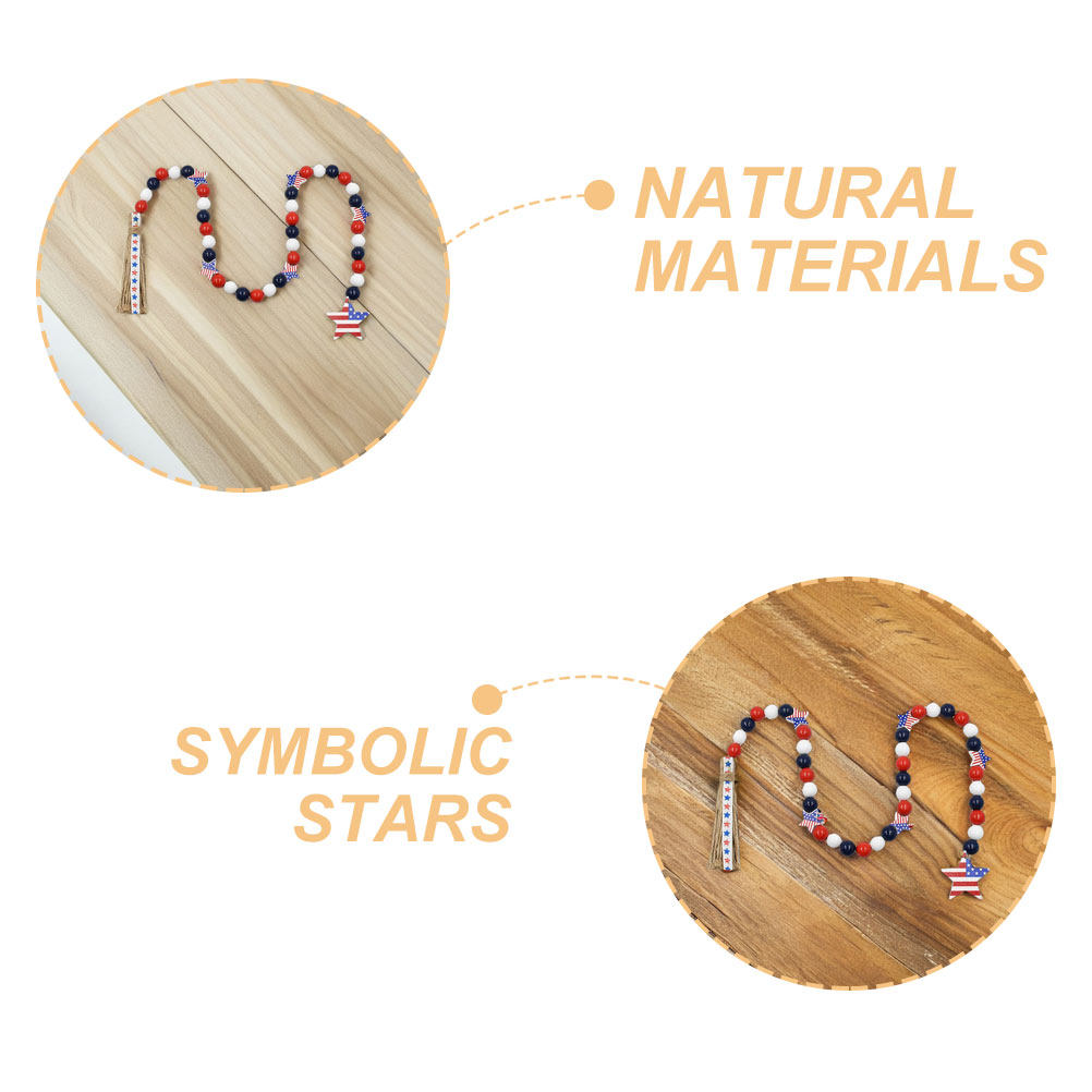 Patriotic Wood Bead Garland In - Twine Jute Natural review and price
