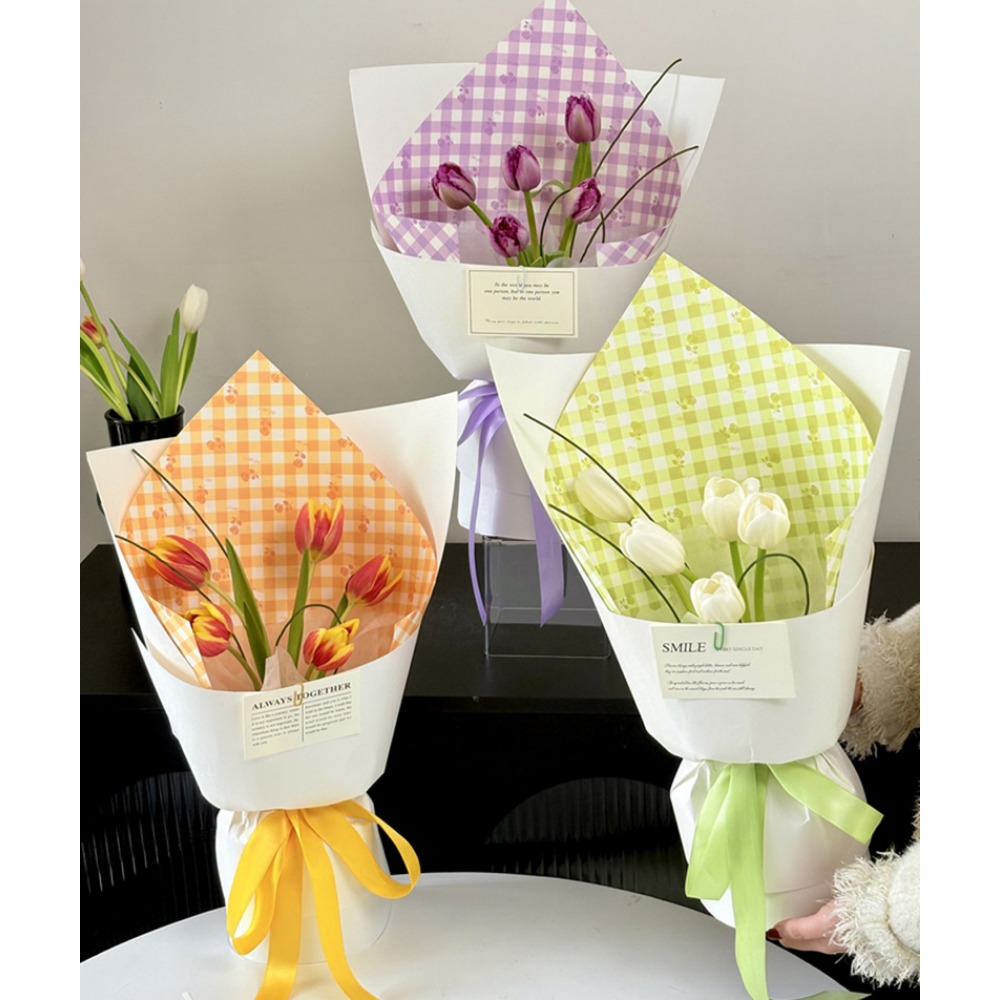 Rose Grid Print Thick White Kr - Flower Wrap Kraft review and price